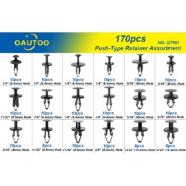 OAUTOO 170pcs Push-Type Retainer Rivet Clip Assortment for GM Ford Chrysler