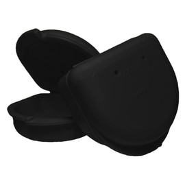 2 Pack of Retainer Cases (Available in Various Color Options); for Retainers, Dentures, Mouth Guards, and other Accessories. With Vent Holes and Write-on I.D. Area, Secure Snap Closure (Black)