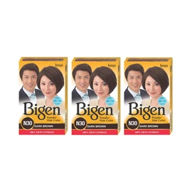 Bigen Powder Hair Color, Dark Brown N30 - Pack of 3 (Combo Set)