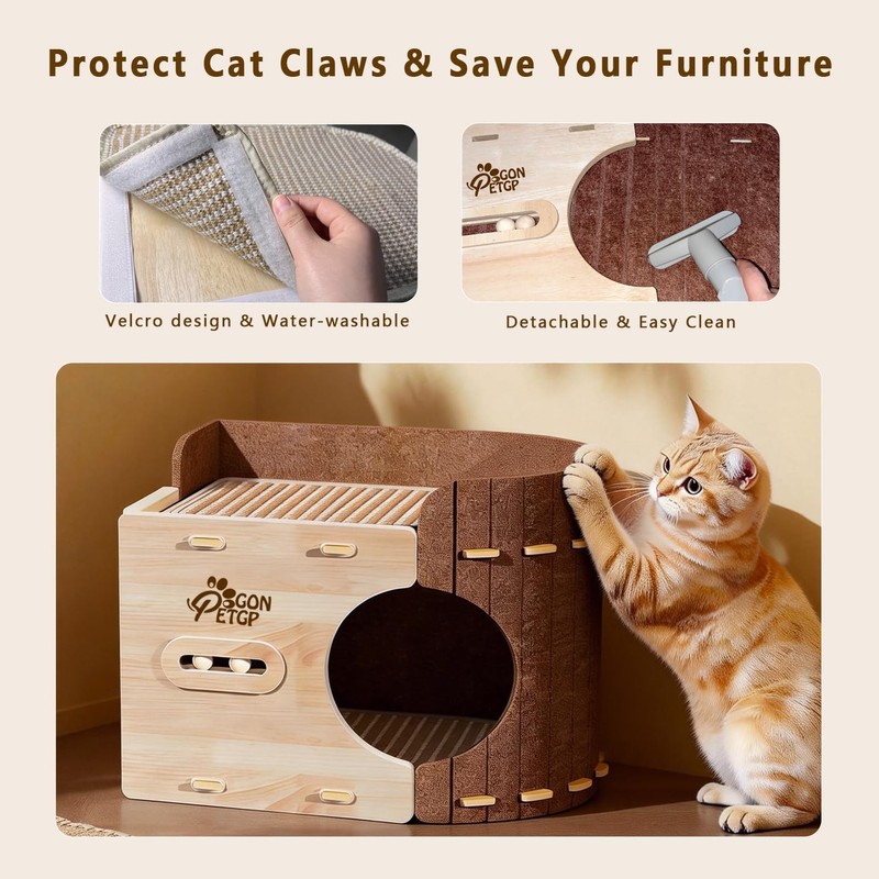 GONPETGP Cat Beds for Indoor Cats, Cat House Cave with