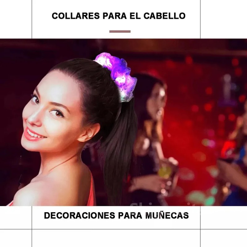 12pcs Goma Elásticas Led Light Pelo Scrunchies Para Fiestas Multicolors