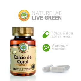 CALCIO DE CORAL CON VITAMINA D2 60 CAPSULAS SUPLEMENTO NATURELAB