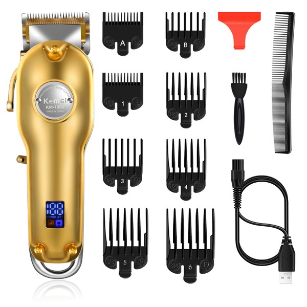 KEMEI Mens Hair Clippers for Hair Cutting Professional Cordless Hair Trimmer for Men LED Display