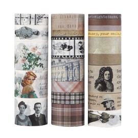 LGEGE 20 Rolls British College Washi Tape Set, 5/10/15/20/25mm Wide, Masking Tape Décor for Scrapbook,Bullet Journal(2m)
