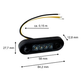 MelTruck® 2 x LED Marker Light Flat and Round Rubber Base for Truck Car Trailers (Dark White/Yellow)