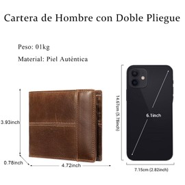 Carteras para Caballero,Cartera Hombre de Piel,Billetera Hombre RFID Bloquea,Wallet Basic Plegables con Ventana para el DNI,Carteras con 14 Bolsillos para Tarjetas de Crédito,Regalo para Hombre,Marrón