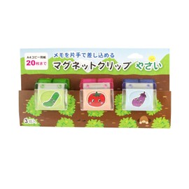 TOHKIN MC-Y3 Cute Magnetic Clip MC-Y3 Mixed 3 Pieces Cucumber Tomato Eggplant