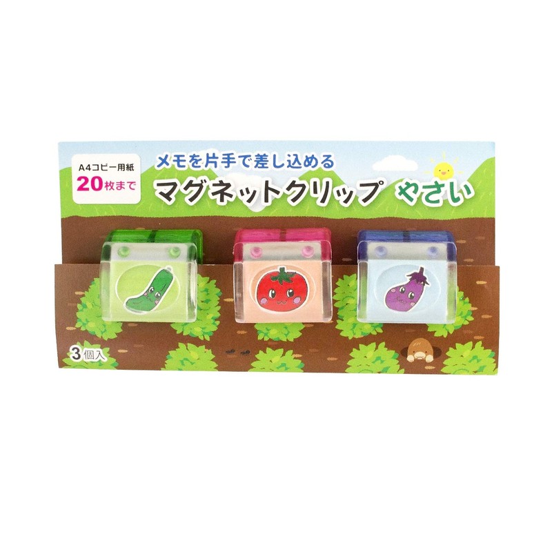 TOHKIN MC-Y3 Cute Magnetic Clip MC-Y3 Mixed 3 Pieces Cucumber