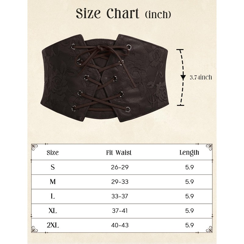 Scarlet Darkness Renaissance Corset Belt for Women Lace Overlay Front