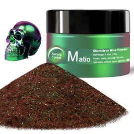 Matio Chameleon Mica Powder, 1.06oz/ 30g Aurora Forest Chrome Nail Powder, Pearlescent Effect Color Shift Pigment for Resin Craft, Soap Candle Dye, Nail Art, Makeup, Bath Bomb, Paint, Slime Pigment