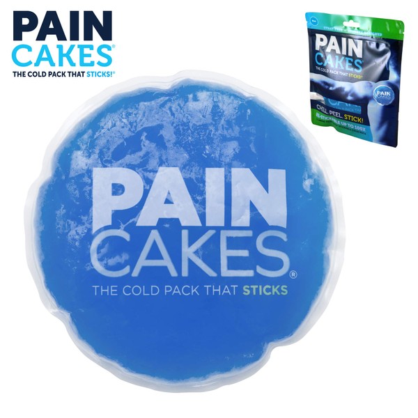 PAINCAKES® Large Reusable Ice Pack, Wearable, Sticks & Stays, Cold Therapy for Injuries, Use on Neck, Shoulders, Knees & Back Pain, 5” Round Gel Pack, Blue