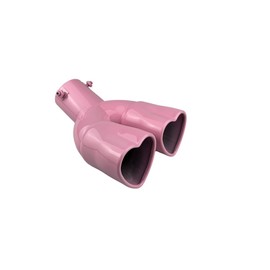 idain 2.5 inch Inlet Dual Exhaust Tips Muffler Tip,Chrome Heart-Shaped Exhaust Tip,Universal Bolt-On Double Tube Exhaust Muffler (Pink,Curved)