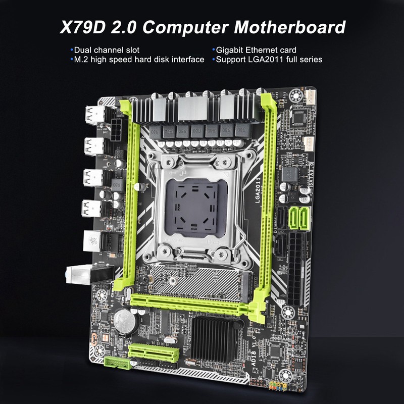 X79D 2.0 Computer Motherboard LGA2011 M.2 NVM Micro ATX Gaming