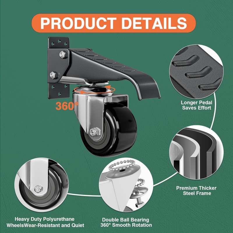 DOZAWA Workbench Casters Kit, 700 Lbs Retractable Casters Set of
