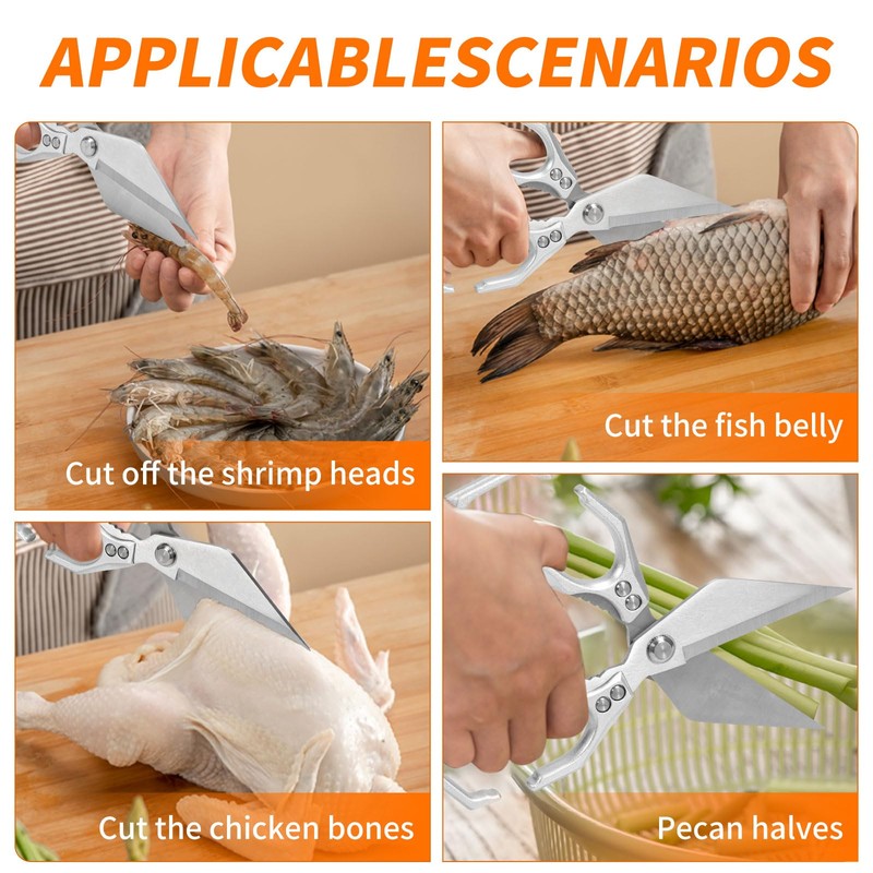 Multifunctional Kitchen Scissors Heavy Duty, Stainless Steel Sharp Scissors for