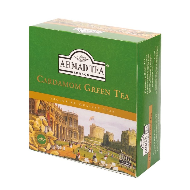 Ahmad Tea 100 Teabags, Cardamom Green, Green Tea, 1 x