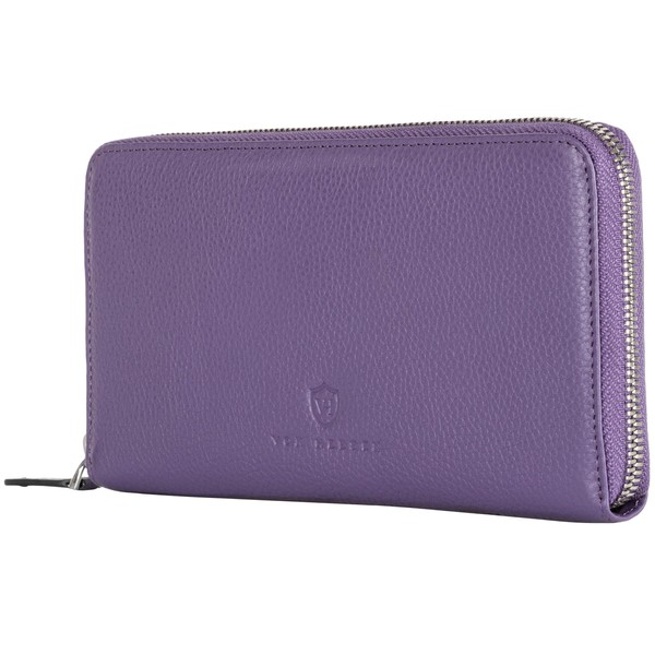VON HEESEN Leather Wallet for Men and Women, Violet, 1