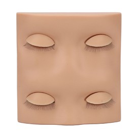 Eyelash Extension Practice Mannequin Head Novice Makeup Doll Head with 2 Pairs Replacement Eyelids Dark Skin Color