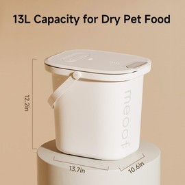 MEOOF Vacuum Pet Food Storage Airtight Dry Pet Food Bucket 13L/15 lb Dog Food Storage Container for Dogs Cats Small Animals Rechargeable Sealed Storage Bin with Scoop Keep Pet Food Fresher