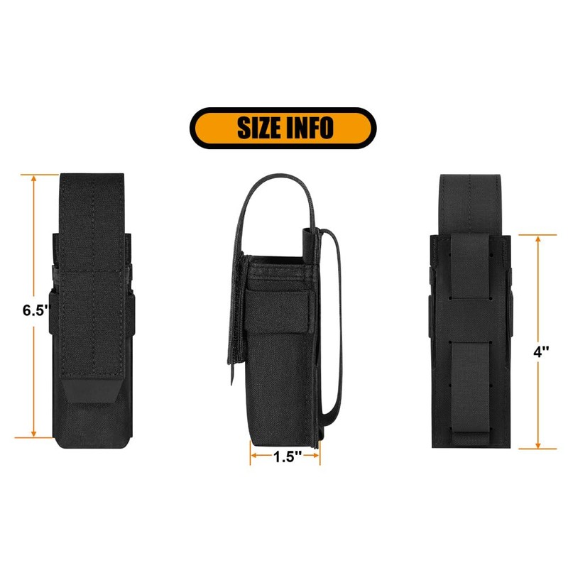 KRYDEX Flashlight Holster, Molle OC/Mace Spray Holder Adjustable Torch Carrier