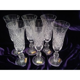 Tharaud Designs Diamond & Fan Flute Champagne - Set of 6
