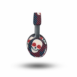 MightySkins Carbon Fiber Skin Compatible with Bose QuietComfort Ultra - Skulls N Roses | Protective, Durable Textured Carbon Fiber Finish | Easy to Apply