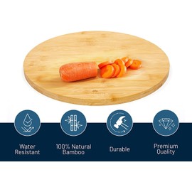 RoyalHouse Natural Bamboo Round Cutting Board for Kitchen, Chopping Boards for Meat & Vegetables, Cheese and Charcuterie Board, Serving Tray, 11.8" Round 0.6" Thick, Pack of 4