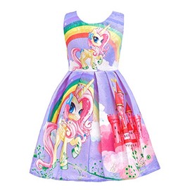 Dressy Daisy Vestido de Unicornio para Niñas, Ropa Casual de Fiesta de Cumpleaños Verano, Talla 6 Años Morado 127