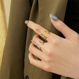 Simple Tapered Teardrop Statement Ring for Women Girls Silver Plated Expandable Adjustable Lava Ice-out Spike Water Drop Open Band Finger Rings Comfort Fit Fashion Unique Jewelry