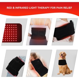 Cinturón de luz roja con 5 niveles de vibración, 120 unidades, 3 en 1, con banda ajustable para oficina/hogar/gimnasio, dos opciones de carga.