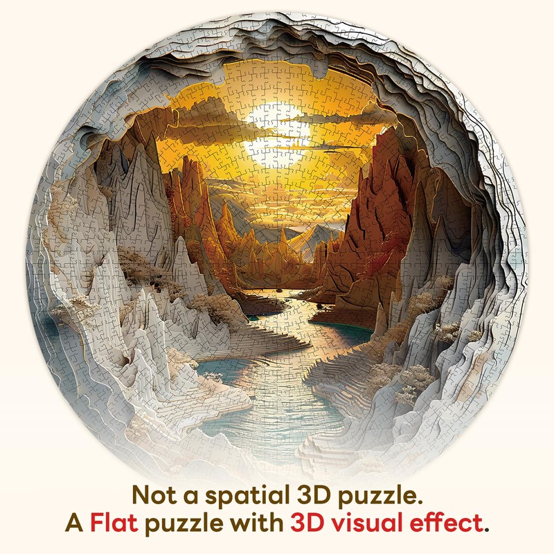 Classic Puzzles, Round Puzzle 1000 Pieces Puzzle Adults, Vision 3D