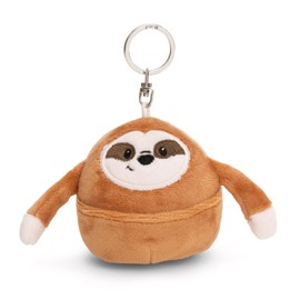 NICI Chill Sloth Keyring 8 cm Brown Plush Companion for Backpack or Bag, Cuddly Pendant with Metal Ring for Key Ring and Key Holder | 61758