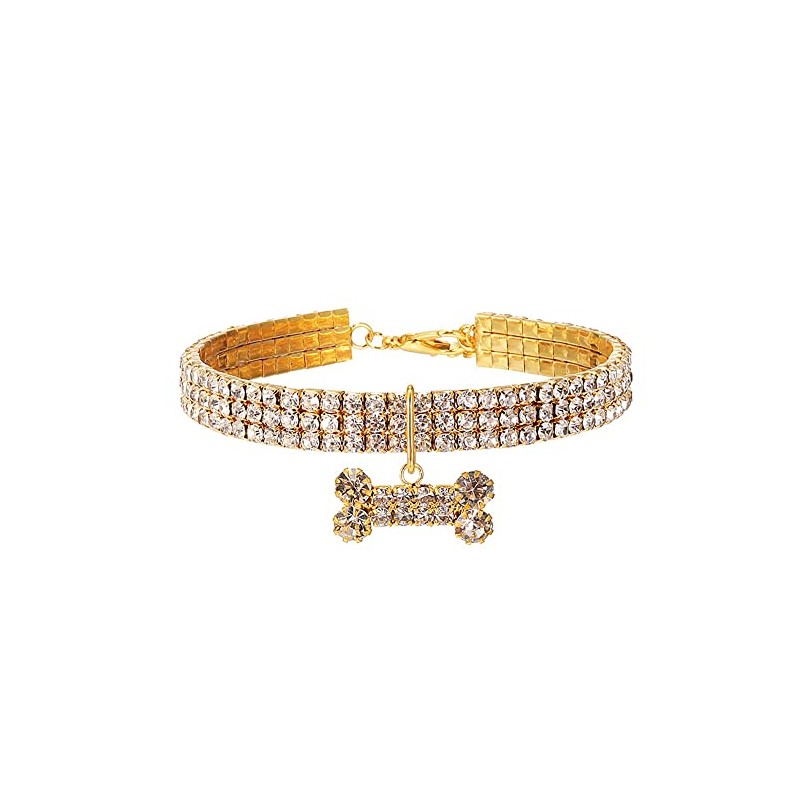 2PCS Pet Gold Collar Accessories Cat Dog Collar Heart and