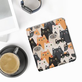 kwmobile Case Compatible with Kobo Libra Colour Case - eReader Cover - Cats Orange/Black/White