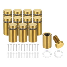 PATIKIL 16x30mm Standoff Screws, 12 Pack Stainless Steel Wall Mount Sign Standoffs Mounting Hardware Advertising Nail for Hanging Acrylic Picture Frame, Gold