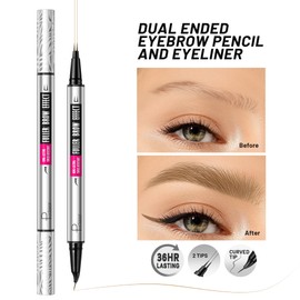 Pudaier 2 Pack 2 Fine Tip Eyebrow Pen, Waterproof Filling Faux Brow Makeup Pencils for Women with Precise Curved Brush-Tip to Fast Create Natural Hair-Like Brows, Last All-Day (Light Blonde)