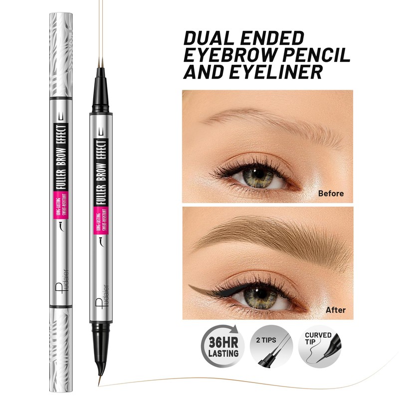 Pudaier 2 Pack 2 Fine Tip Eyebrow Pen, Waterproof Filling