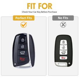 WORCAS 4 Button Key Fob Cover Case，Compatible with Hyundai Santa fe Genesis G80 Equus Azera(Quicksand-Champagne Gold)