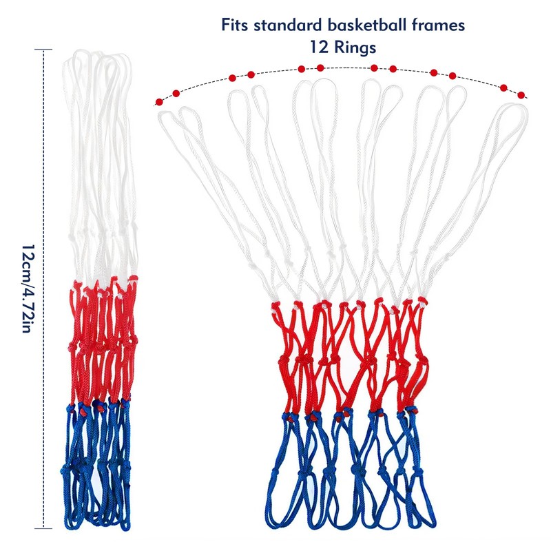 2PCS Basketball Net, Tri- Colour Netball Net Weighted and Bold
