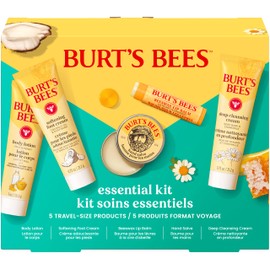 Burt's Bees Gifts Ideas - Essential Everyday Beauty Set, 5 Travel Size Products - Deep Cleansing Cream, Hand Salve, Body Lotion, Foot Cream and Lip Balm