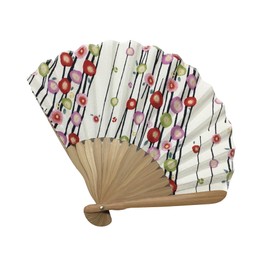 tokusaya Inc. since 1848, Kyoto YAMANI Hand Fan, Crepe, Small Pattern, Camellia, For Women, off white, multicolor
