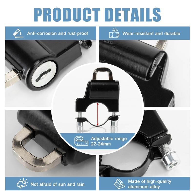 PSLER Motorcycle Helmet Lock- with 2 Keys Universal Anti Theft