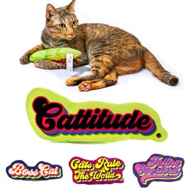 PURR PARADE Cats with Cattitude Silvervine Matatabi Catnip Toy for Indoor Cats, Refillable, Machine Washable, Eco-Friendly, Kicker Toy for All Cats (Cattitude)