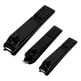 Nail Clippers Set, Sharp Stainless Steel Fingernail and Toenail Clippers, Nail Clippers for Thick Nails or Ingrown Nails, Perfect 3 PCS Black Nail Cutter for Men and Women.