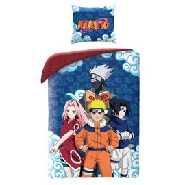 Halantex Naruto NA-3257BL Duvet Cover 140 x 200 cm and Pillowcase 70 x 90 cm, 100% Cotton, Multi-Colour