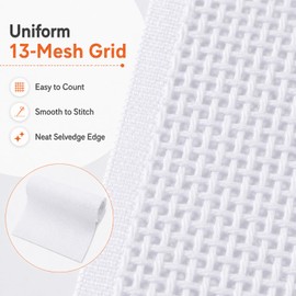 2pack Needlepoint Canvas 13 Mesh, 17 x 20 in, Blank White Embroidery Cloth