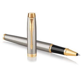 PARKER IM Rollerball Pen, Brushed Metal with Fine Point Black Ink Refill, Gift Box (1931663)