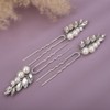 Teyglen 5pcs Bride Wedding Crystal Pearl Hair Pins Clips Set