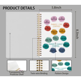 Knibeo Mental Health Journal Notebook - Anti Anxiety Notebook, 5.5×8.3 Spiral Bound Notebook with 164 Pages, Therapist Notebook, Mental Health Gifts, College School Supplies pvc notebook