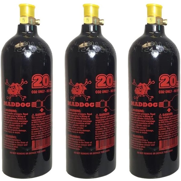 Maddog 20 Oz Refillable Aluminum CO2 Paintball Tank - 3 Pack